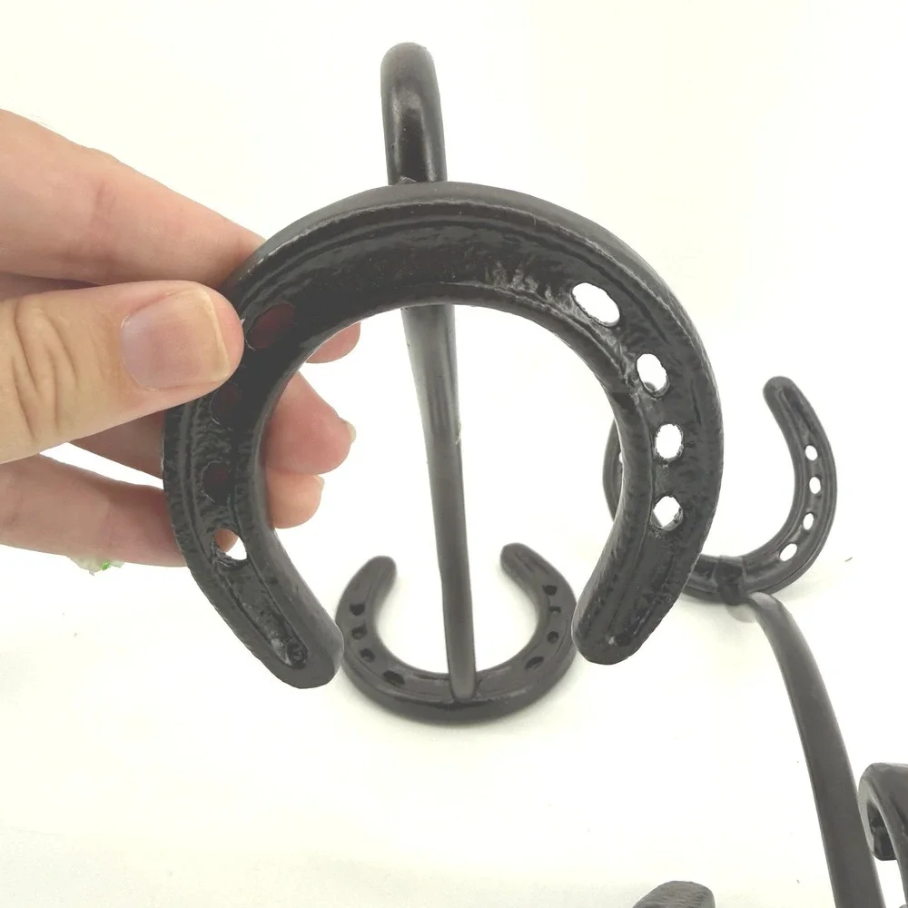 Horseshoe Wall Hooks Coat Hat Hanger Black Rustic Western Decor Set‎ of 2 Cabin